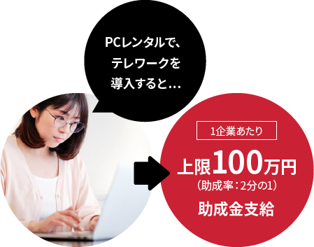 1企業あたり、上限100万円（助成率：2分の1）助成金支給